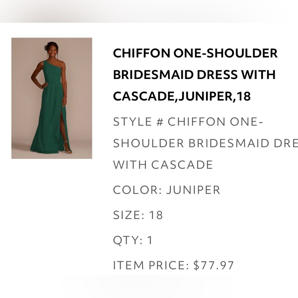 chiffon one-shoulder bridesmaid dress with cascade